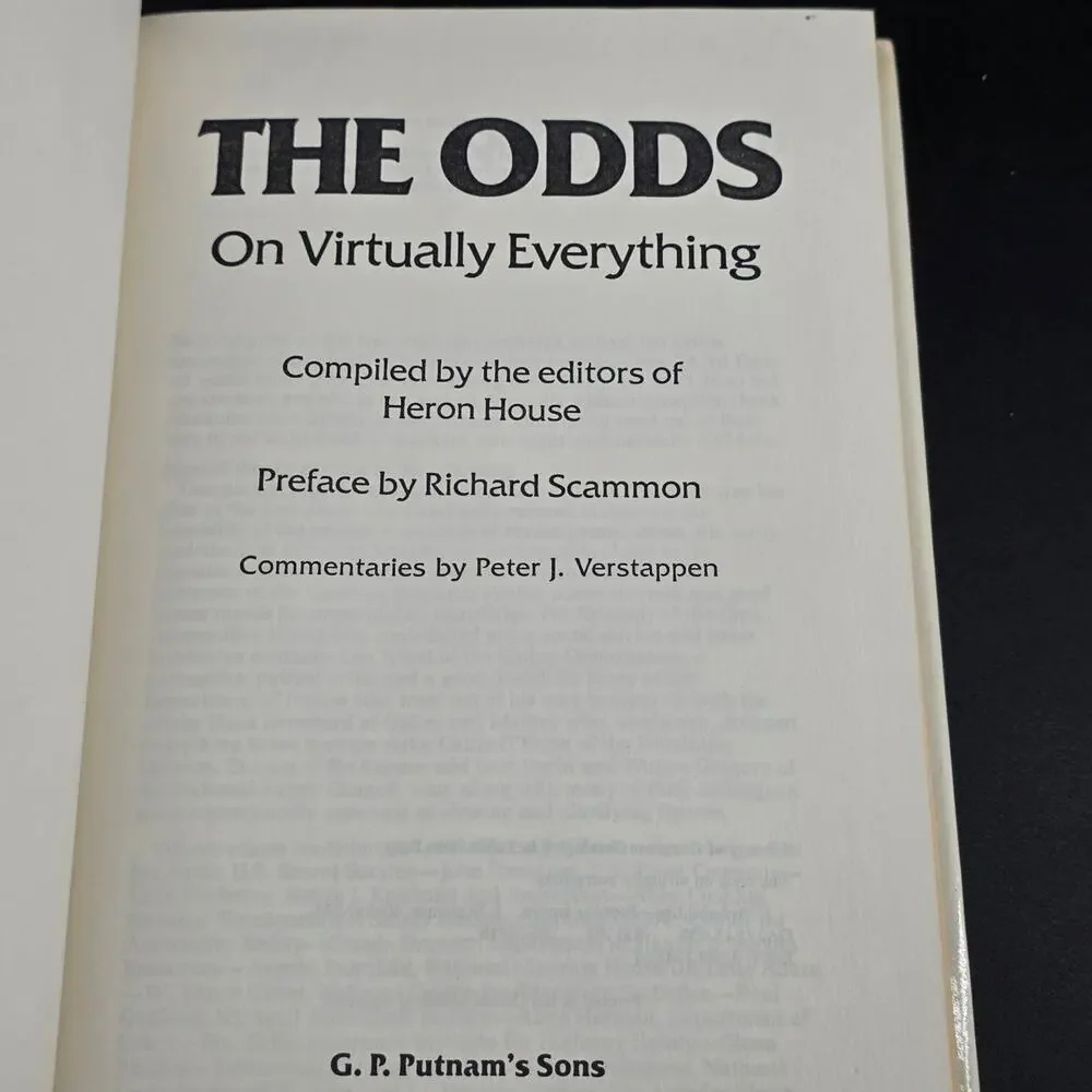 The Odds On Virtually Everything Scammons Verstappen 1980 Statistics Book